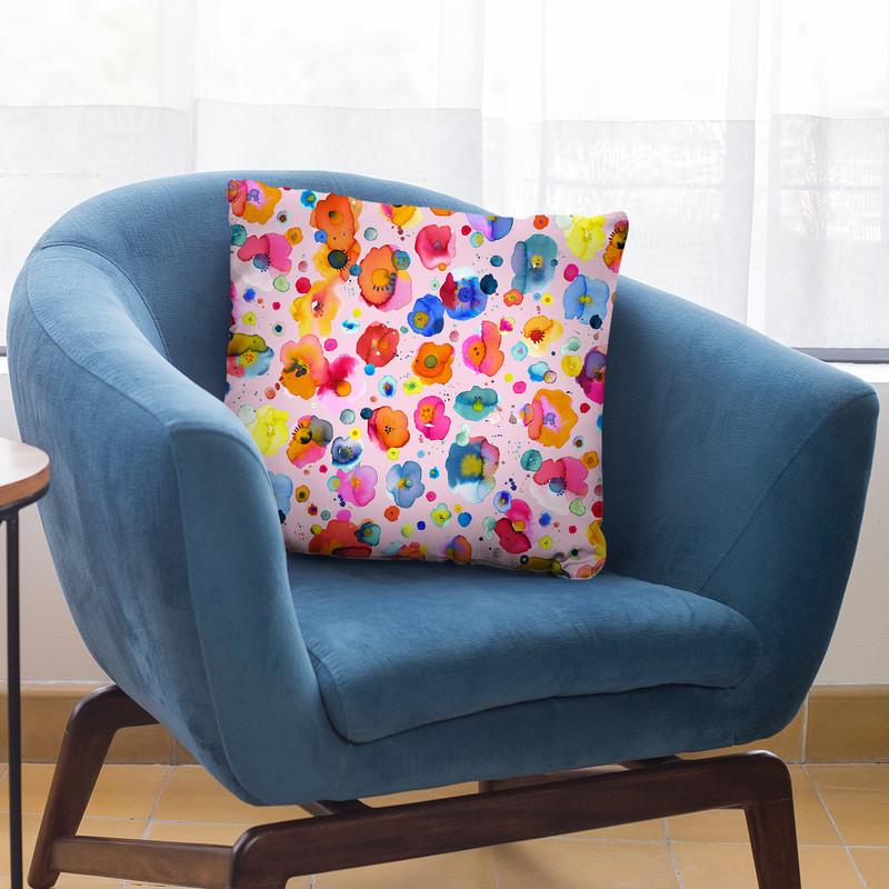 Bohemian Naive Flowers Pink Throw Pillow By Ninola Design