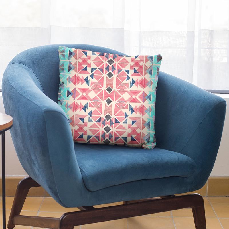Boho Nomadic Tribal Red Pastel Throw Pillow By Ninola Design