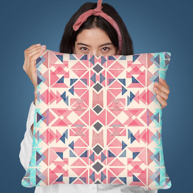 Boho Nomadic Tribal Red Pastel Throw Pillow By Ninola Design