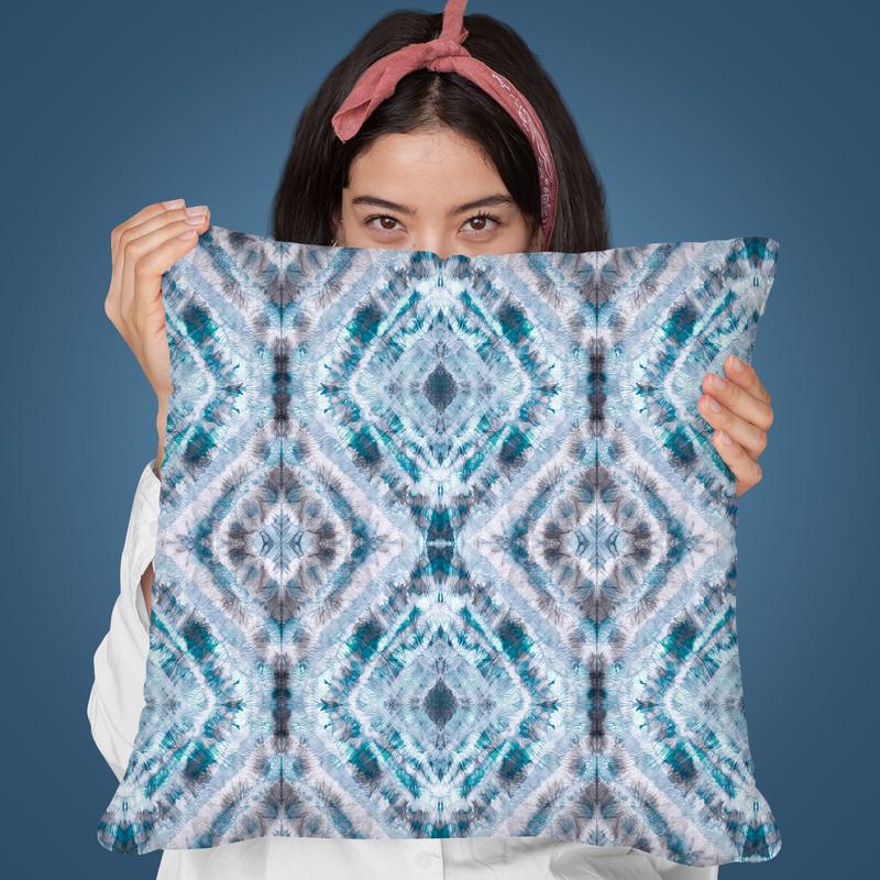 Boho Shibori Blue Throw Pillow By Ninola Design