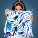 Brushstrokes Tropical Palms Blue Throw Pillow By Ninola Design