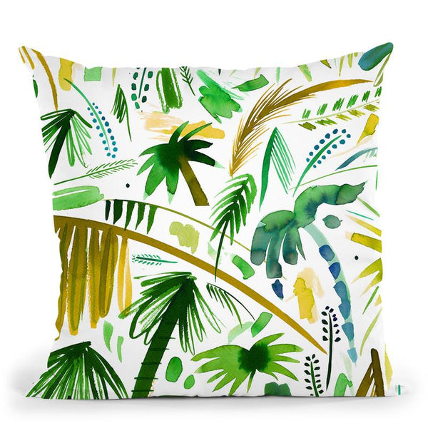 Brushstrokes Tropical Palms Green Throw Pillow By Ninola Design
