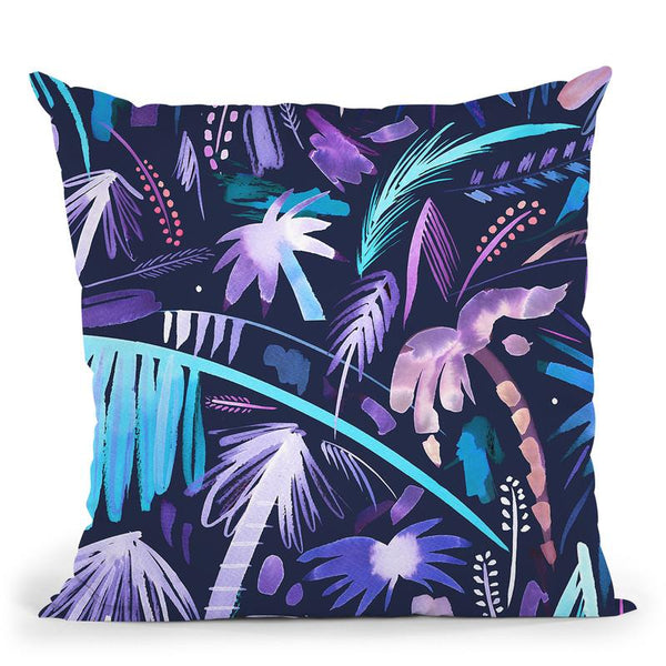 Brushstrokes Tropical Palms Purple Throw Pillow By Ninola Design