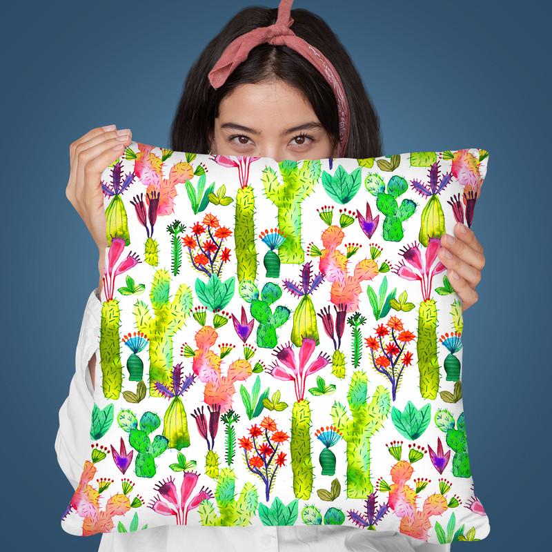 Cacti Garden Kids Throw Pillow By Ninola Design