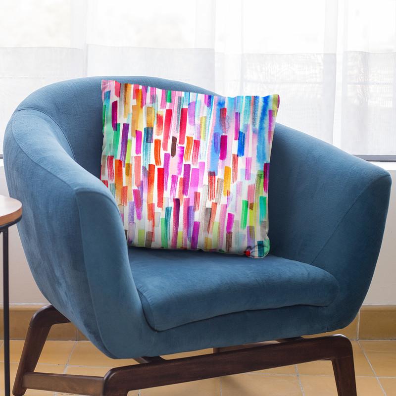 Colorful Brushstrokes Multicolored Throw Pillow By Ninola Design
