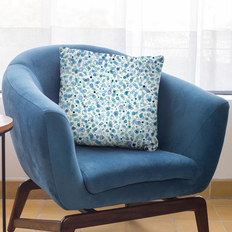 Cosmic Bubbles Blue Throw Pillow By Ninola Design