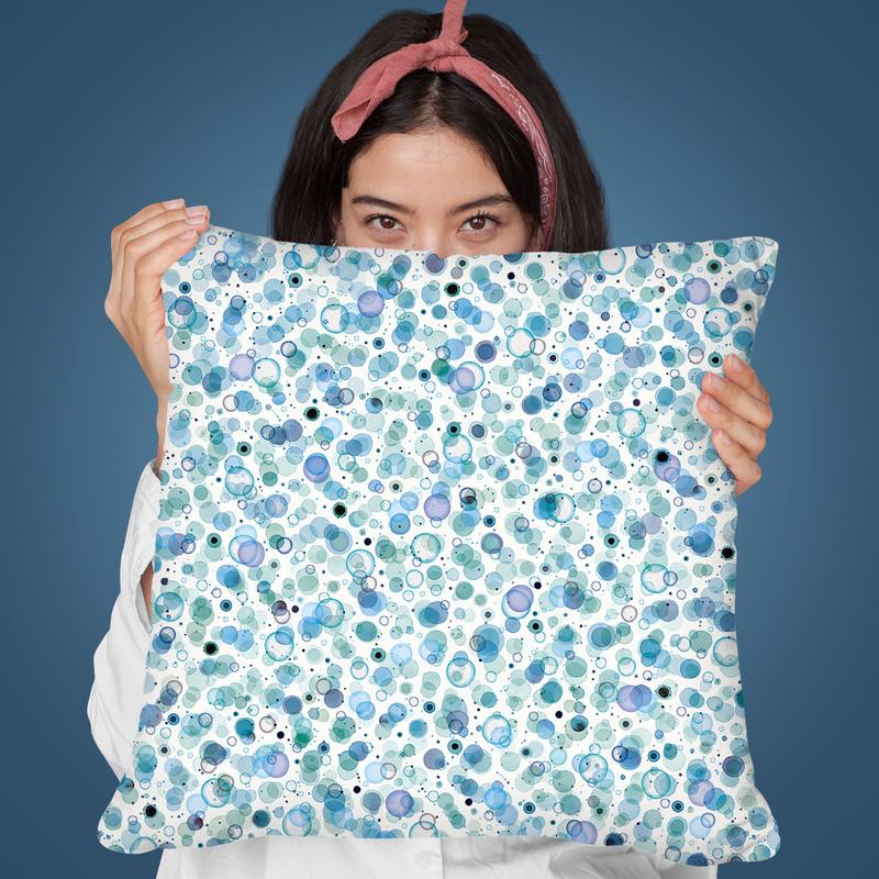 Cosmic Bubbles Blue Throw Pillow By Ninola Design