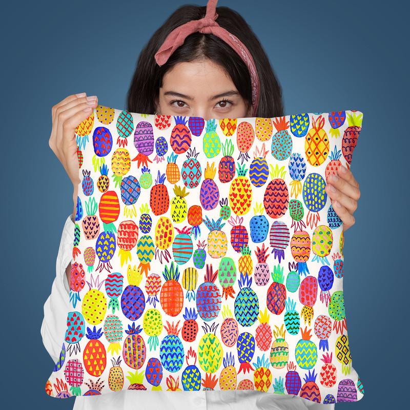 Cute Pineapples Throw Pillow By Ninola Design