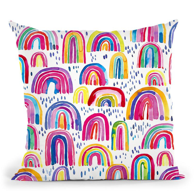 Cute Watercolor Rainbows Throw Pillow By Ninola Design