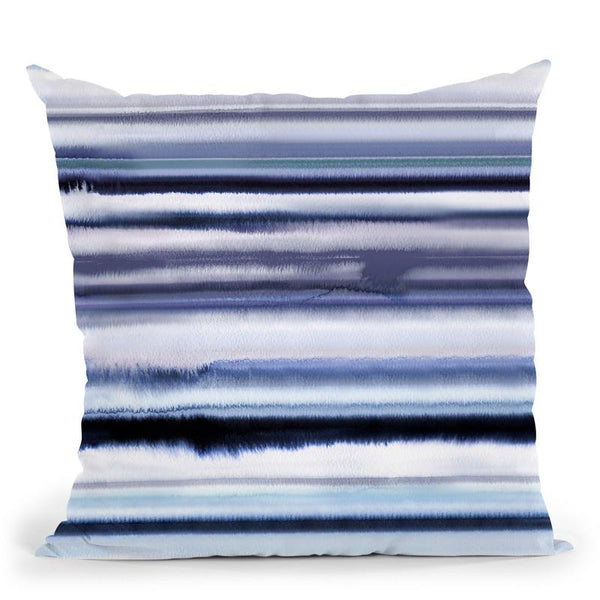 Degrade Stripes Watercolor Navy Throw Pillow By Ninola Design