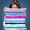 Degrade Stripes Watercolor Pink Blue Throw Pillow By Ninola Design