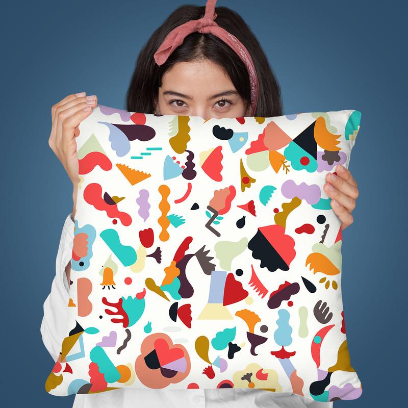 Dreamy Animal Shapes White Throw Pillow By Ninola Design