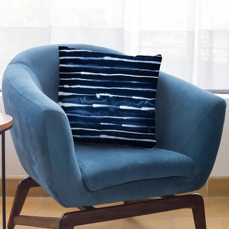 Electric Ink Stripes Navy Throw Pillow By Ninola Design