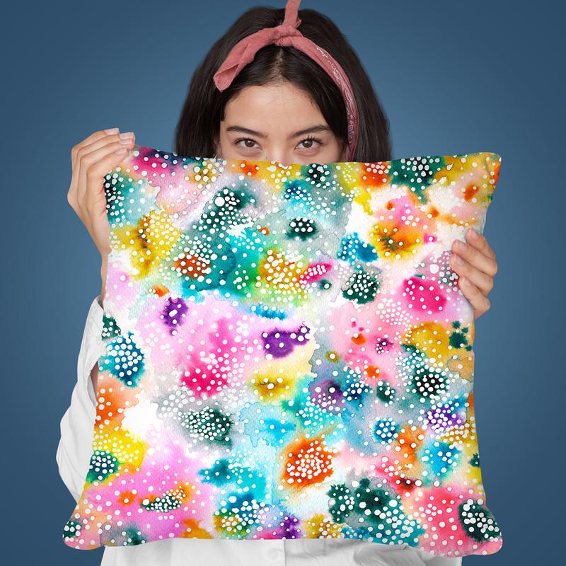 Experimental Surface Colorful Throw Pillow By Ninola Design