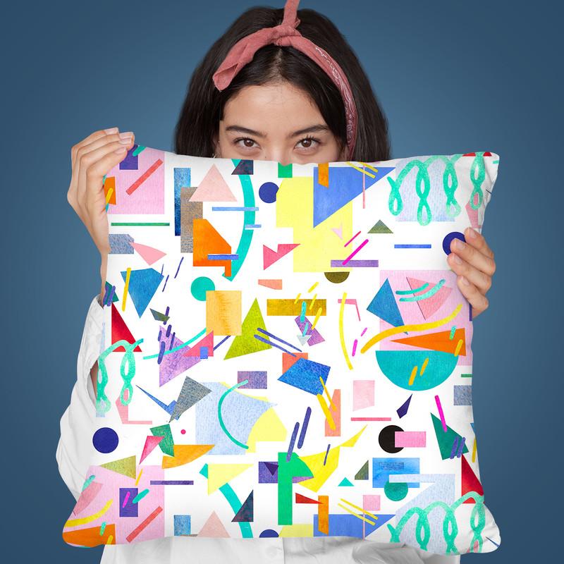 Geometric Collage Pop Throw Pillow By Ninola Design
