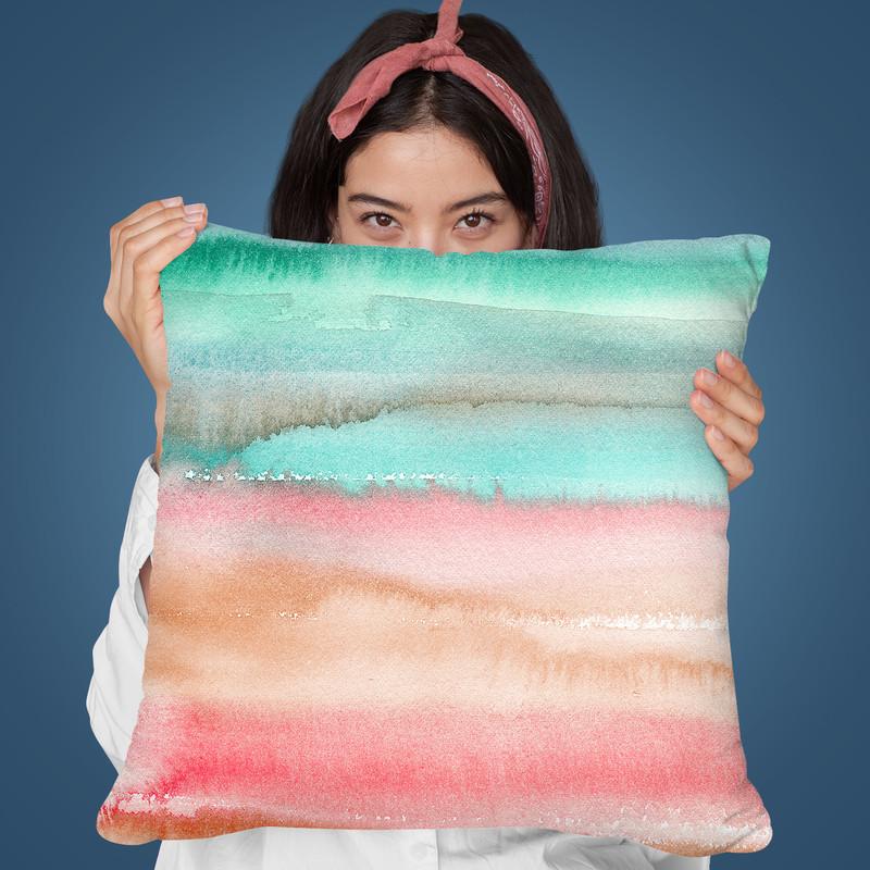 Gradient Artistic Watercolor Melon Throw Pillow By Ninola Design