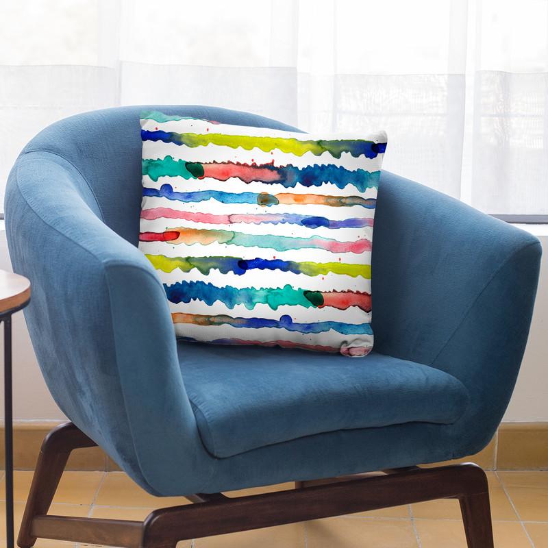 Gradient Watercolor Lines Blue Throw Pillow By Ninola Design