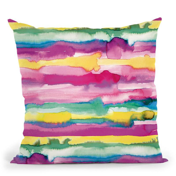 Gradient Watercolor Lines Multicolored Throw Pillow By Ninola Design