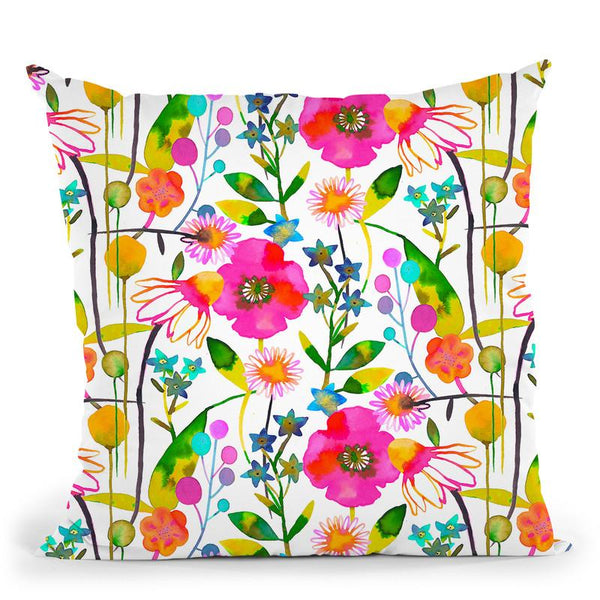 Happy Spring Flowers Throw Pillow By Ninola Design
