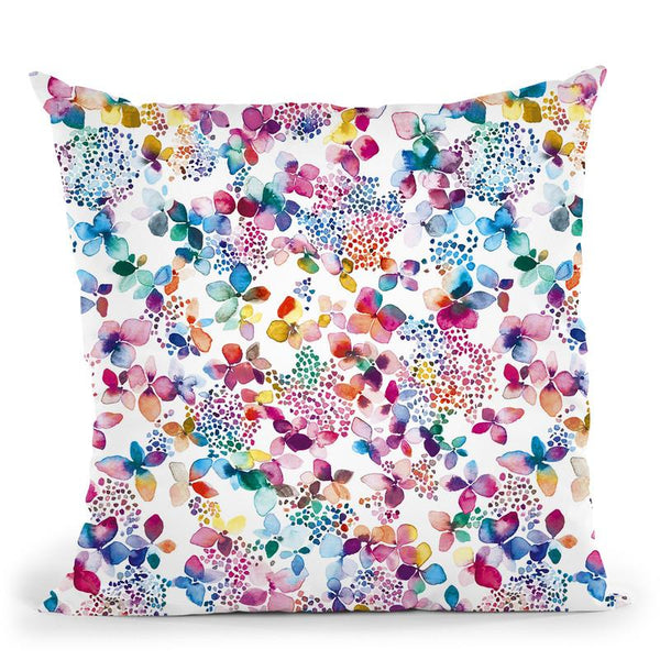 Hydrangea Watercolor Multicolored Throw Pillow By Ninola Design