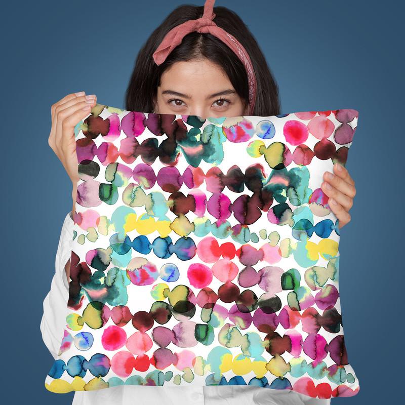 Ink Bleeding Dots Pink Throw Pillow By Ninola Design