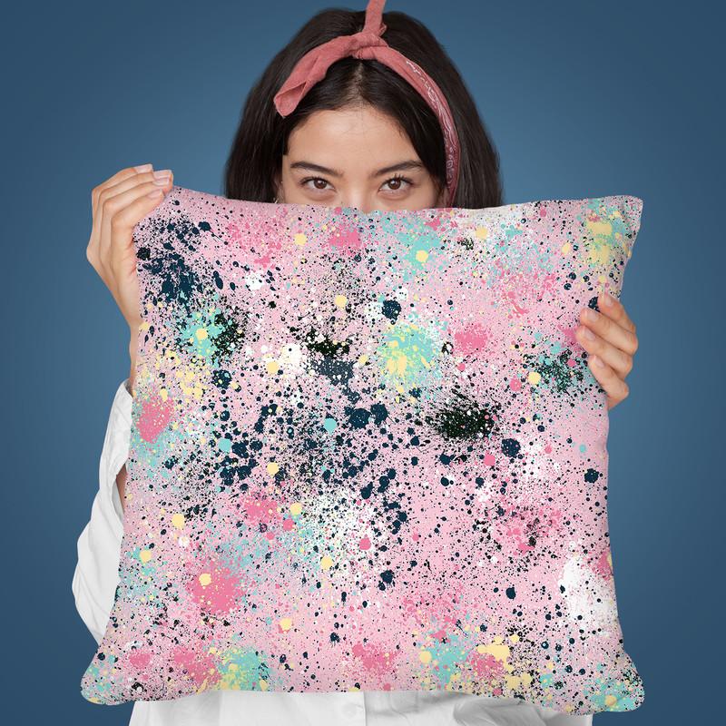 Ink Dust Splatter Pink Throw Pillow By Ninola Design