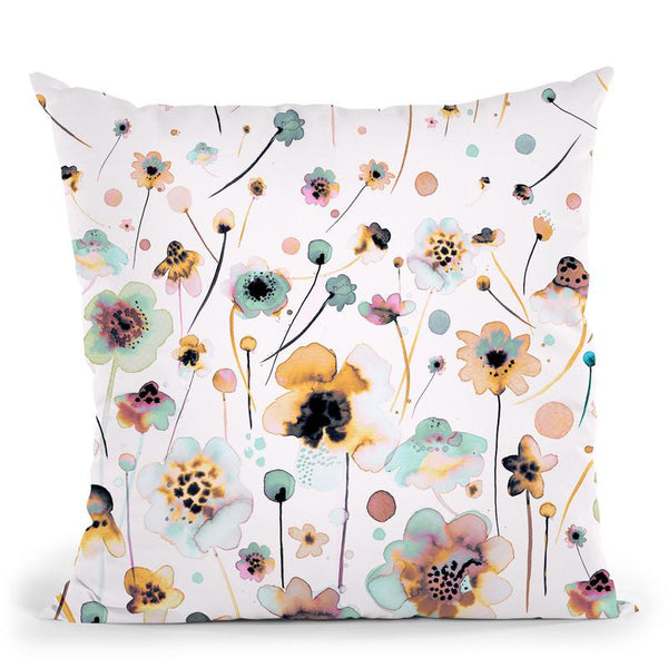 Ink Orange Flowers Degraded Throw Pillow By Ninola Design