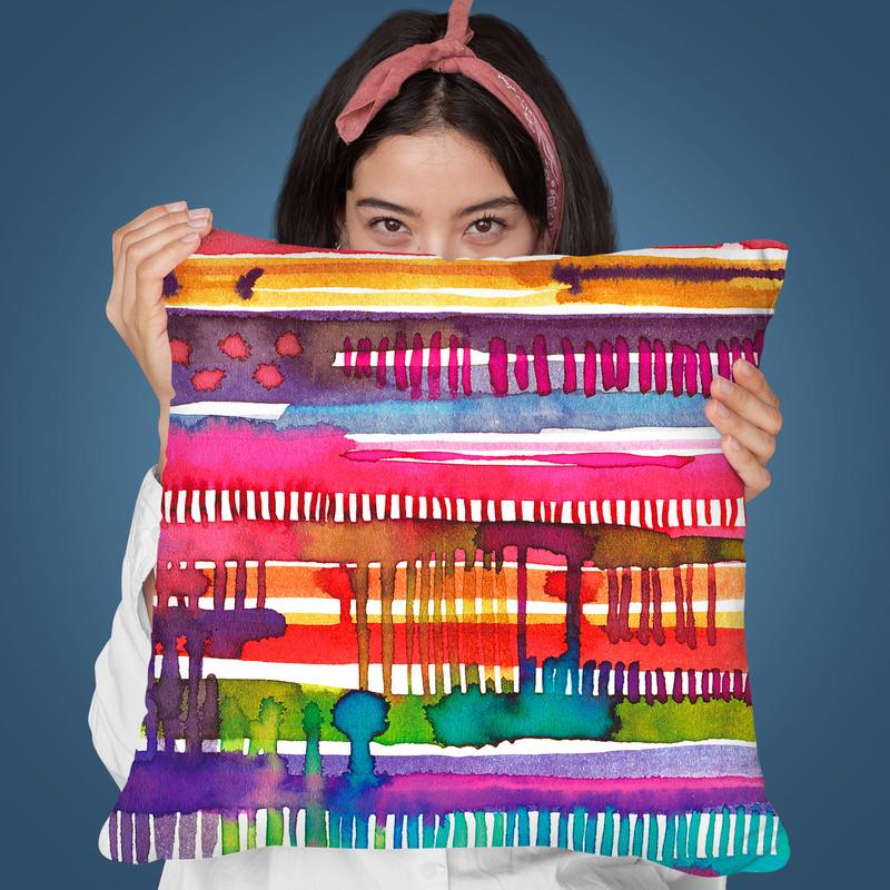 Irregular Watercolor Lines Throw Pillow By Ninola Design