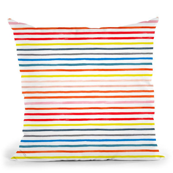 Marker Colorful Stripes Throw Pillow By Ninola Design