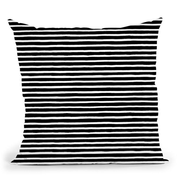 Marker Stripes Black Throw Pillow By Ninola Design