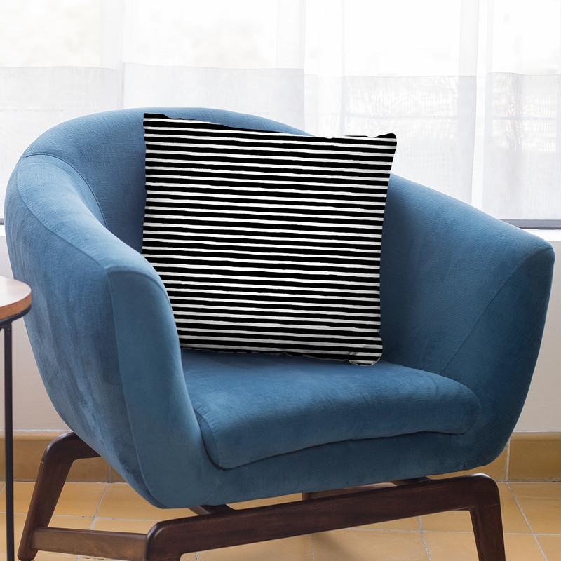 Marker Stripes Black Throw Pillow By Ninola Design