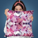 Moody Geometry Squares Pink White Throw Pillow By Ninola Design
