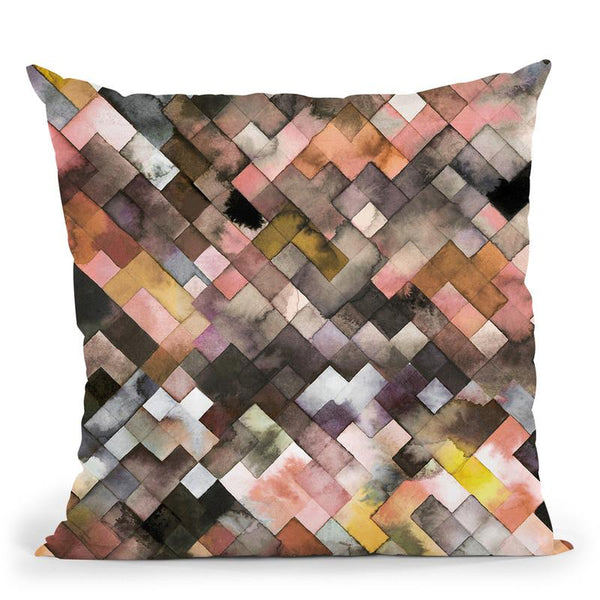 Moody Geometry Squares Rustic Throw Pillow By Ninola Design