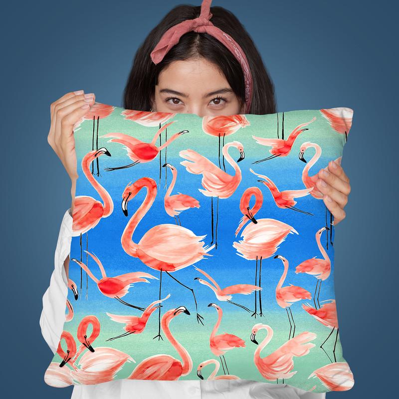 Pink Flamingo Throw Pillow By Ninola Design