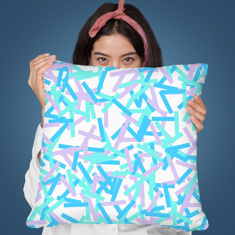 Rectangular Confetti Blue Pastel Throw Pillow By Ninola Design