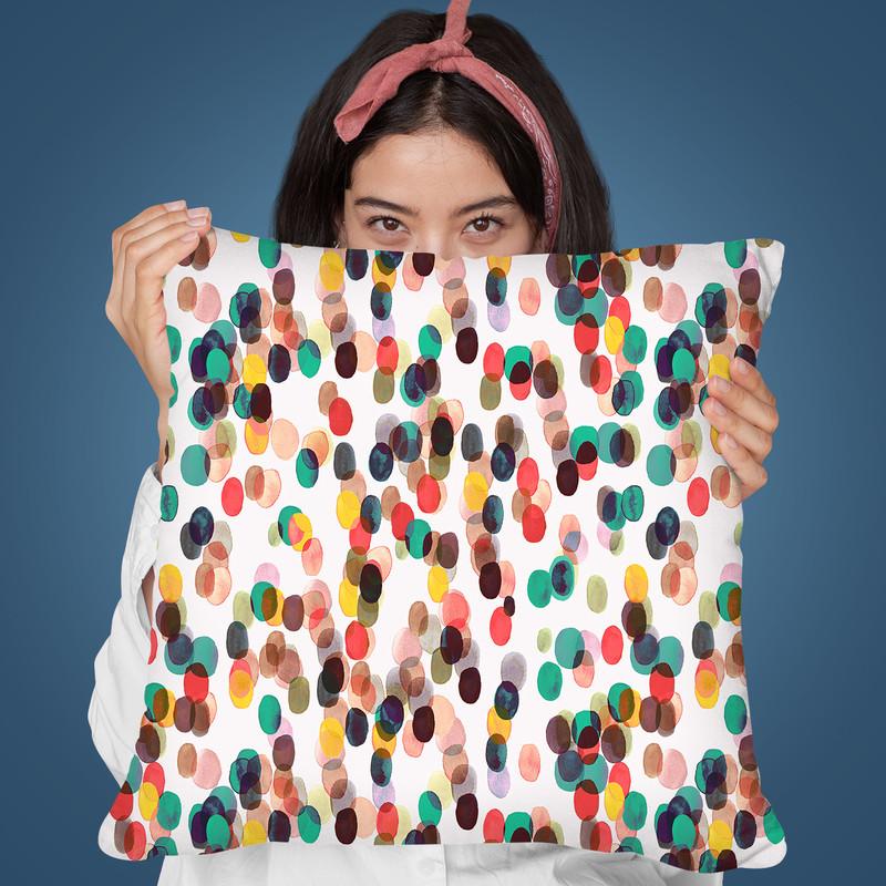 Relaxing Tropical Dots Red Green Yellow Throw Pillow By Ninola Design