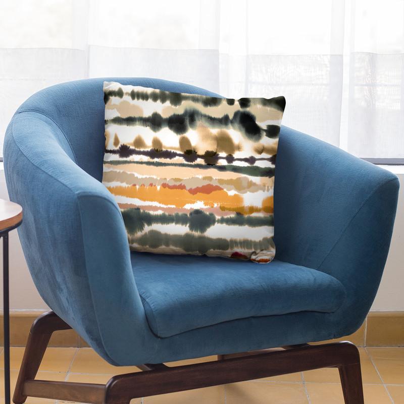 Soft Nautical Watercolor Lines Brown Throw Pillow By Ninola Design