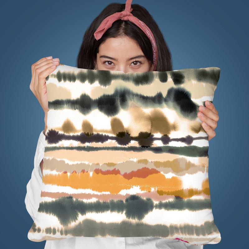 Soft Nautical Watercolor Lines Brown Throw Pillow By Ninola Design