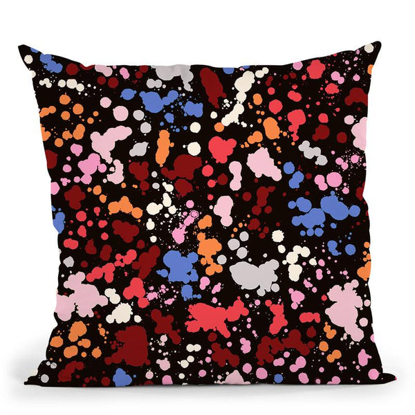 Splatter Drops Black Multicolored Throw Pillow By Ninola Design