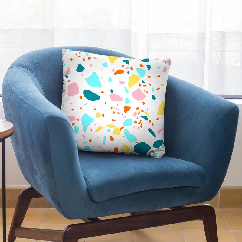 Terrazzo Colorful Yellow Pink Blue Throw Pillow By Ninola Design
