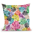Tropical Monstera Leaves Throw Pillow By Ninola Design