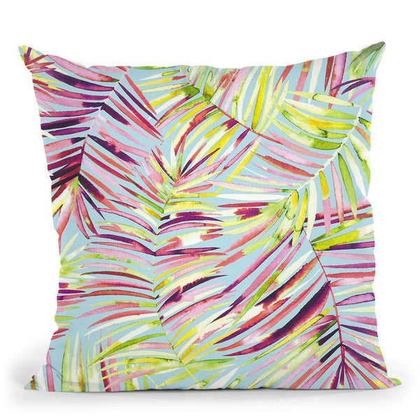 Tropical Palms Blue Green Throw Pillow By Ninola Design