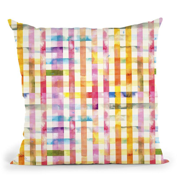 Vichy Gingham Yellow Throw Pillow By Ninola Design