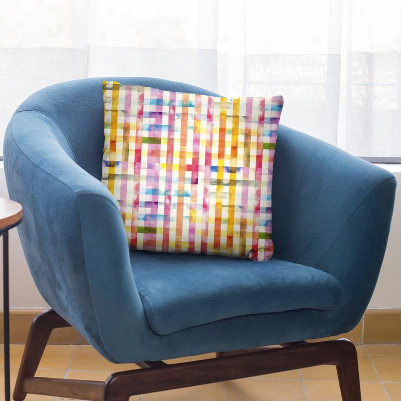 Vichy Gingham Yellow Throw Pillow By Ninola Design
