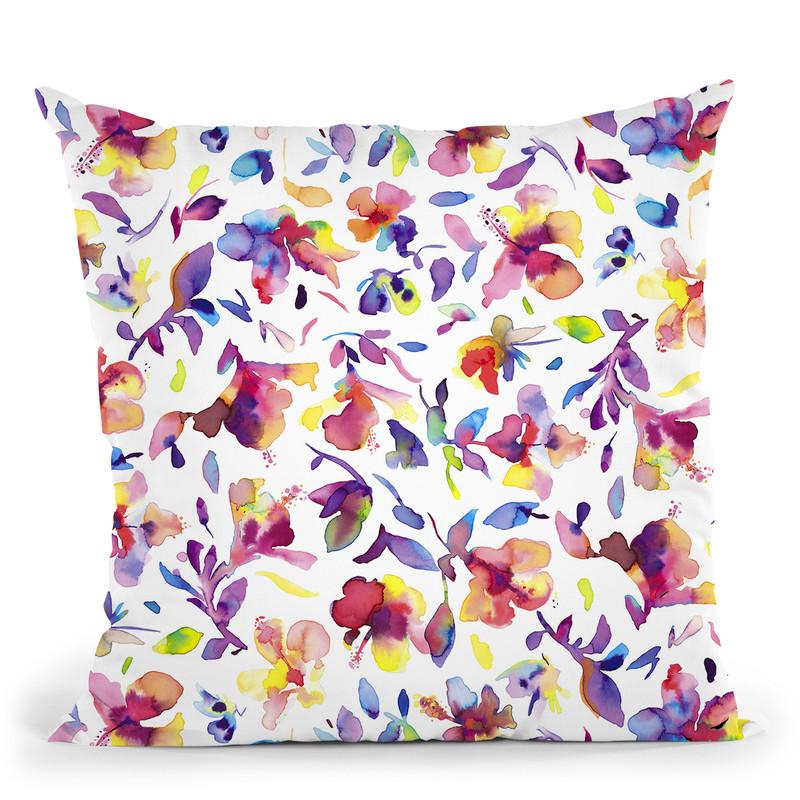 Watercolor Floral Hibiscus Pink Throw Pillow By Ninola Design