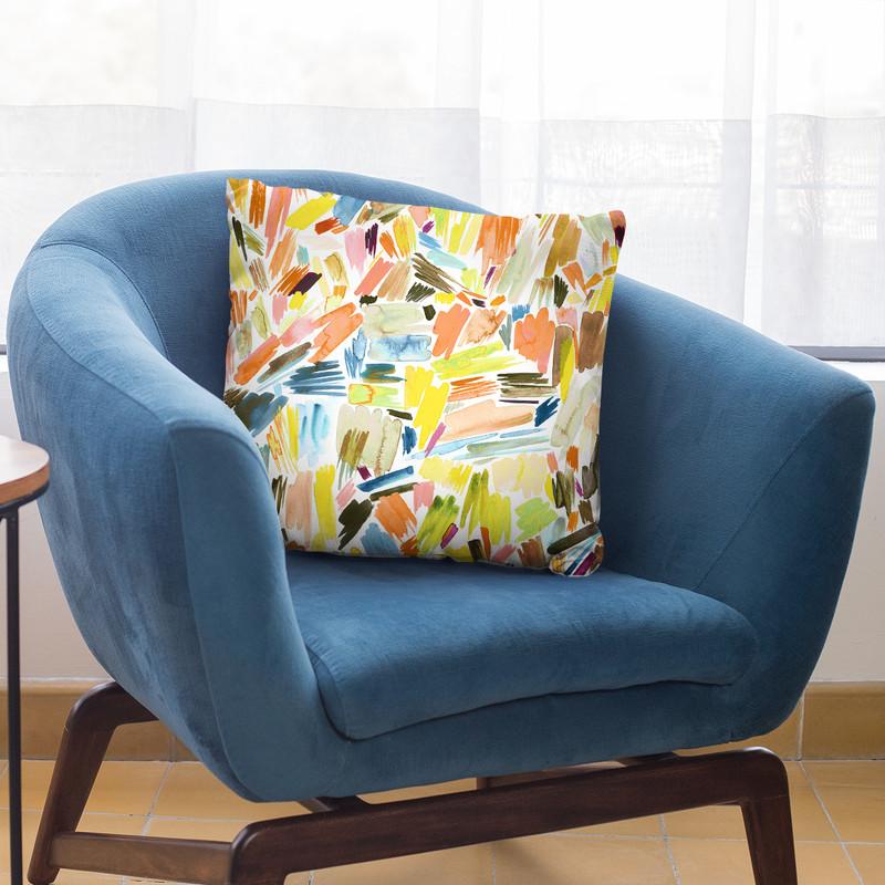 Watercolor Modern Brushstrokes Orange Gaudi Throw Pillow By Ninola Design