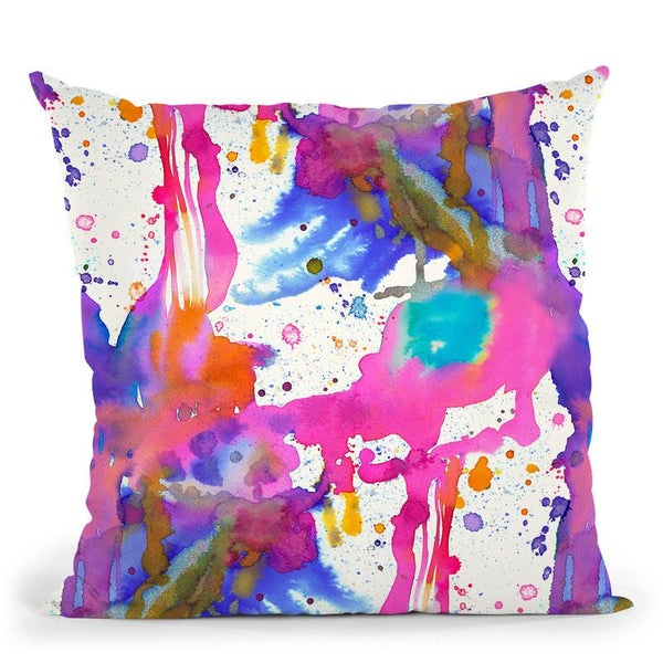 Watercolor Painting Splashes Pink Throw Pillow By Ninola Design