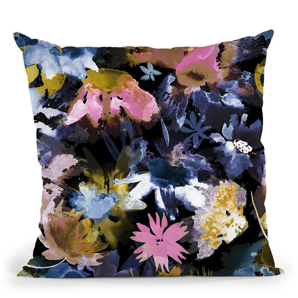 Watercolor Spring Memories Black Throw Pillow By Ninola Design
