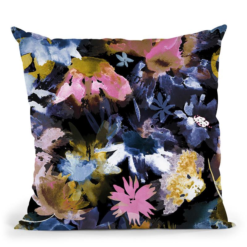 Watercolor Spring Memories Black Throw Pillow By Ninola Design