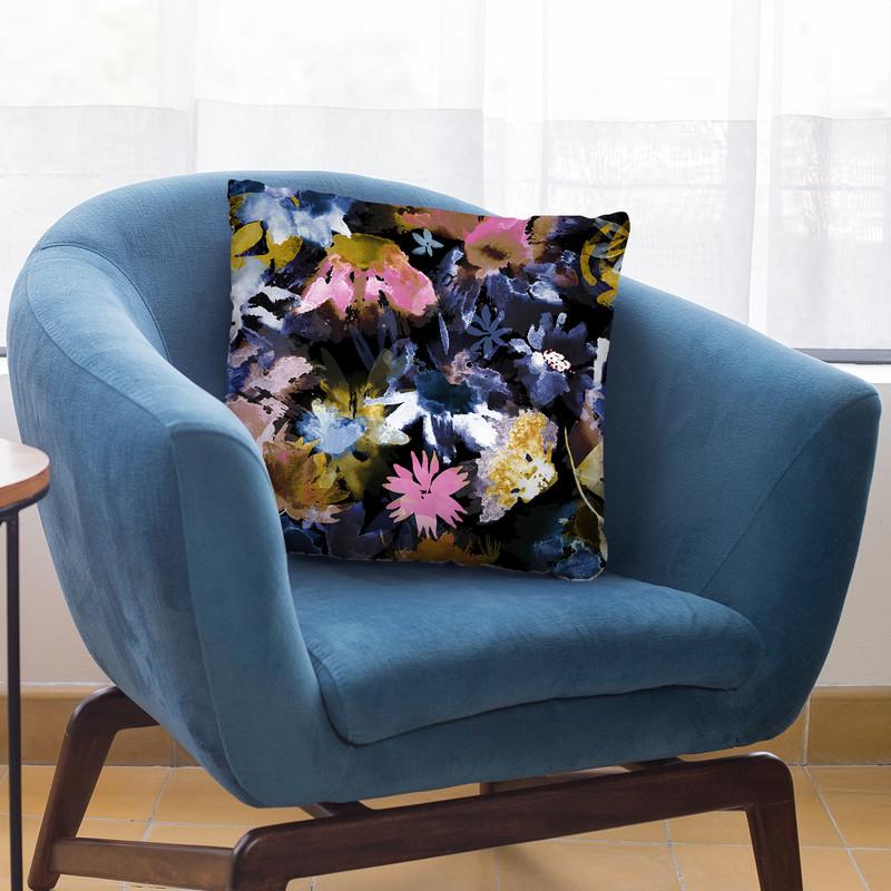 Watercolor Spring Memories Black Throw Pillow By Ninola Design